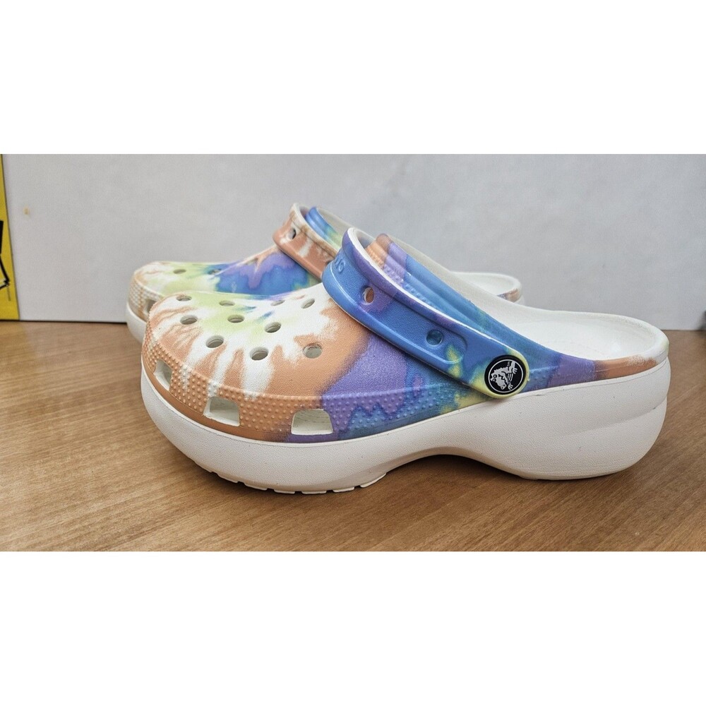 Crocs Platform Clog Shoes Womens Size 7 Tie Dye Oxygen / Multi Comfort Slip On